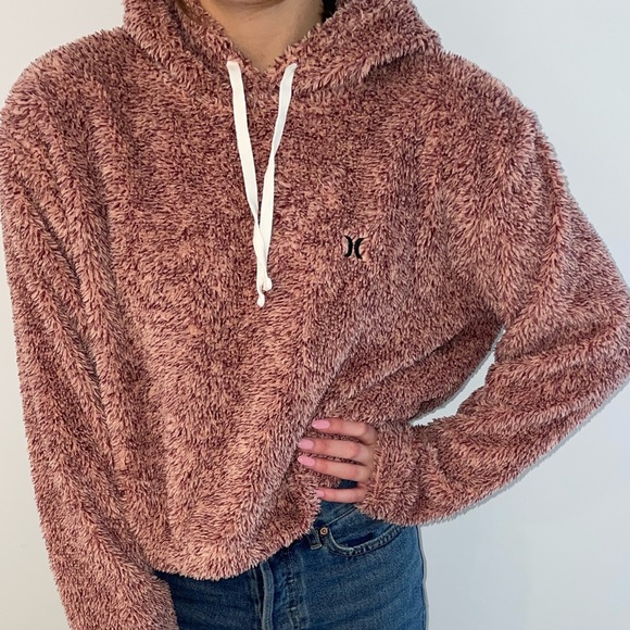 Pink fuzzy cropped sweatshirt, size small - Picture 2 of 2